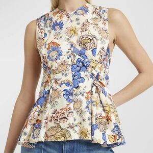 Ulla Johnson Sydney Sleeveless Floral Print Cotton Top In Magnolia